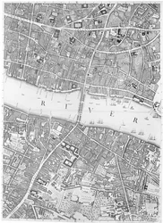 A Map of Old London Bridge, London, 1746